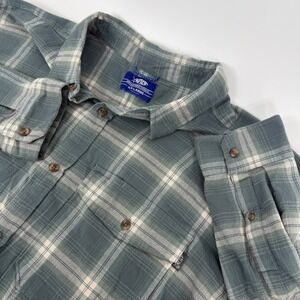 AFTCO Mens XX-Large Green Plaid Long Sleeve Button Down Fishing Shirt XXL